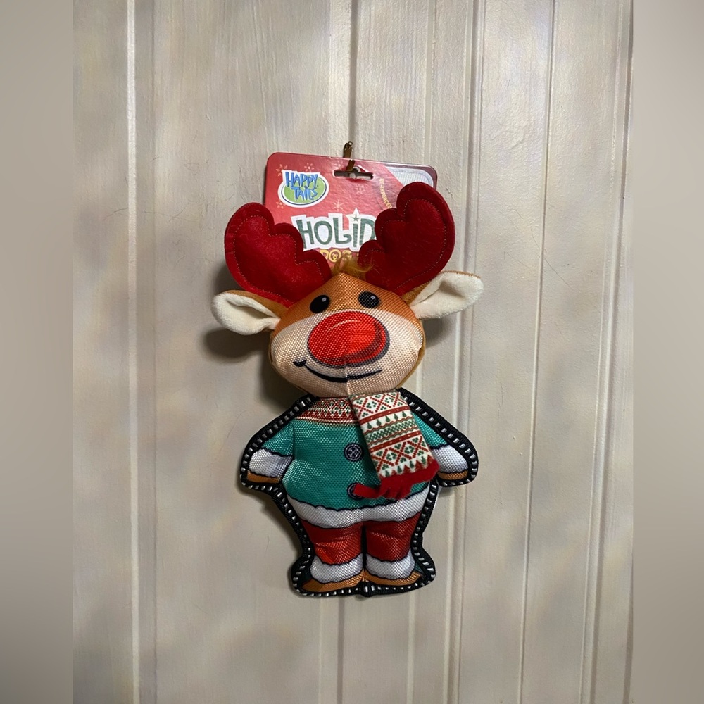 Happy Tails Holiday Dog Toy Christmas Elf Durable Squeaker Fetch Chew Play 11”